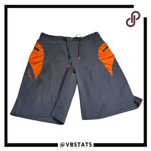 Hylete Men's 10.5" Inseam Drawstring Athletic Gym‎ Shorts Gray Orange Medium